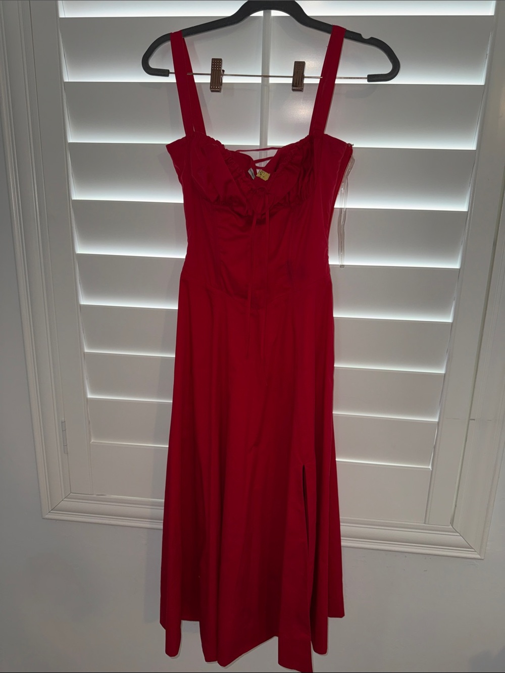 House of CB Red Ruffled Midi Dress